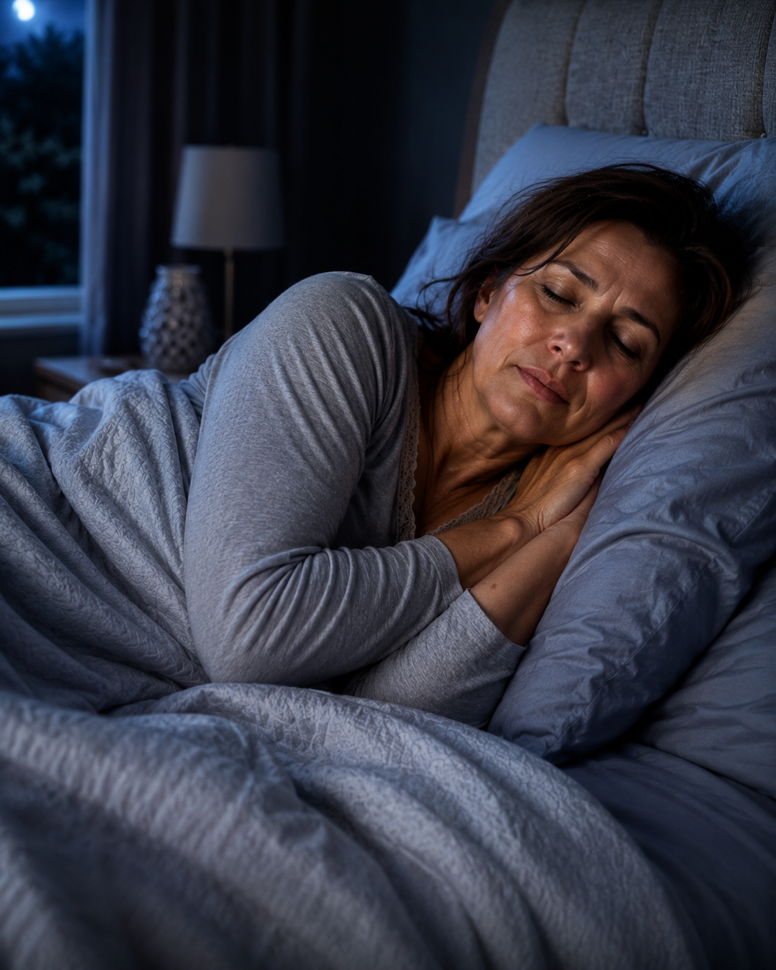 Woman sleeping calmly at night