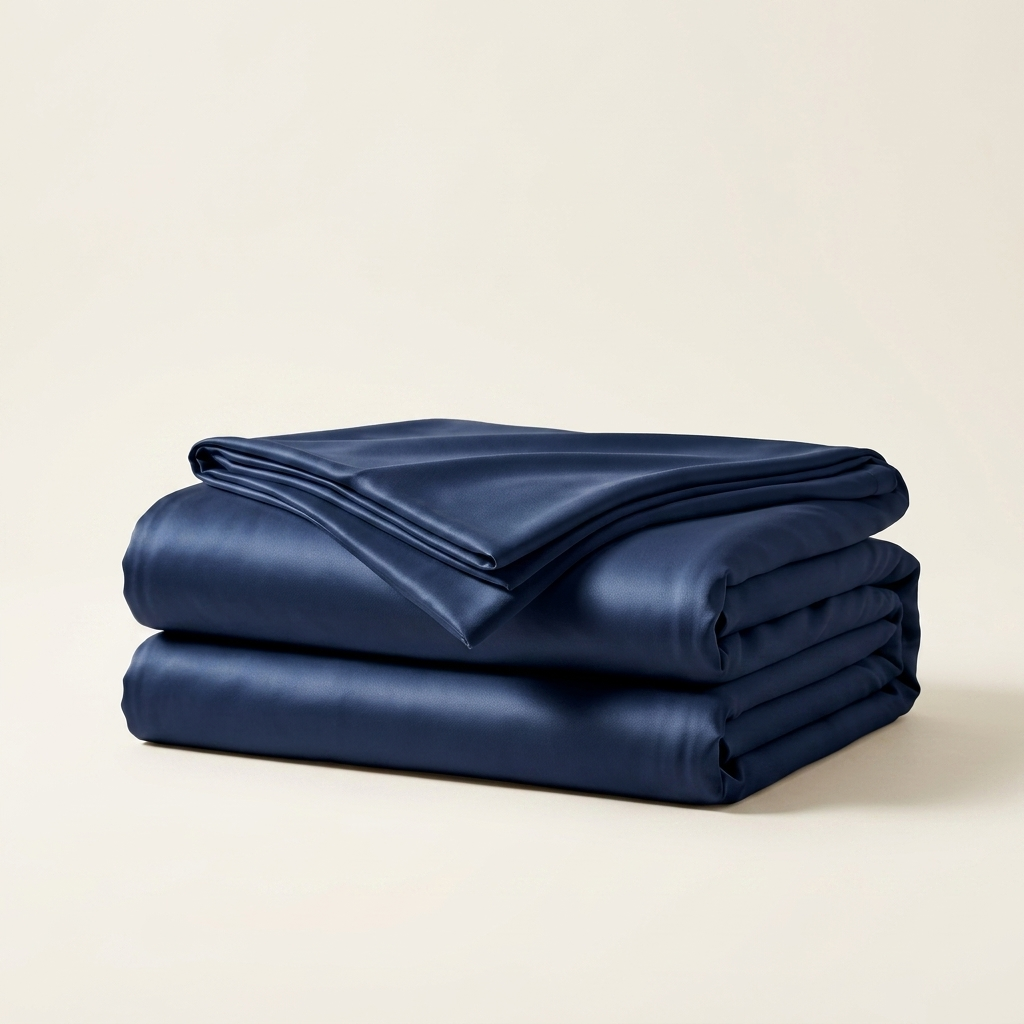 Covelle Ice-Silk Cooling Blanket in Navy, neatly folded