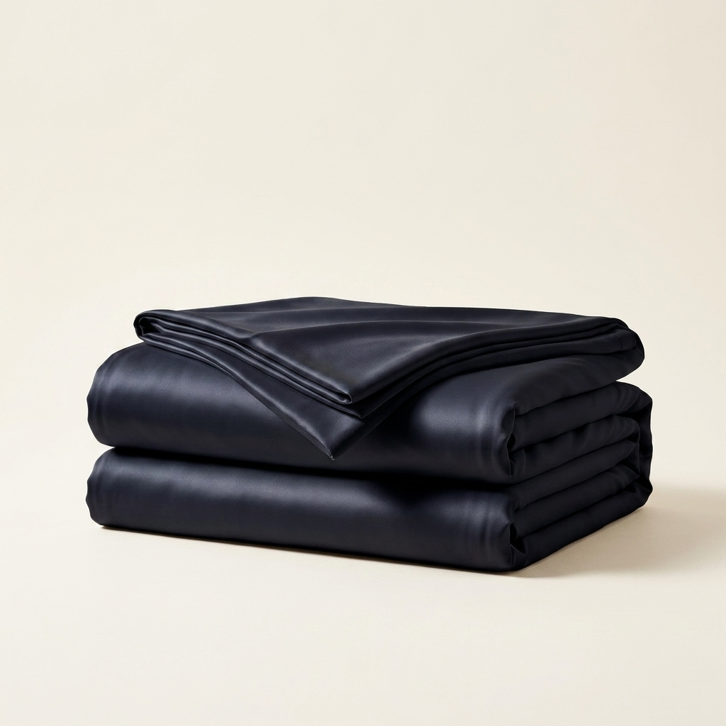 Covelle Ice-Silk Cooling Blanket in Midnight, neatly folded