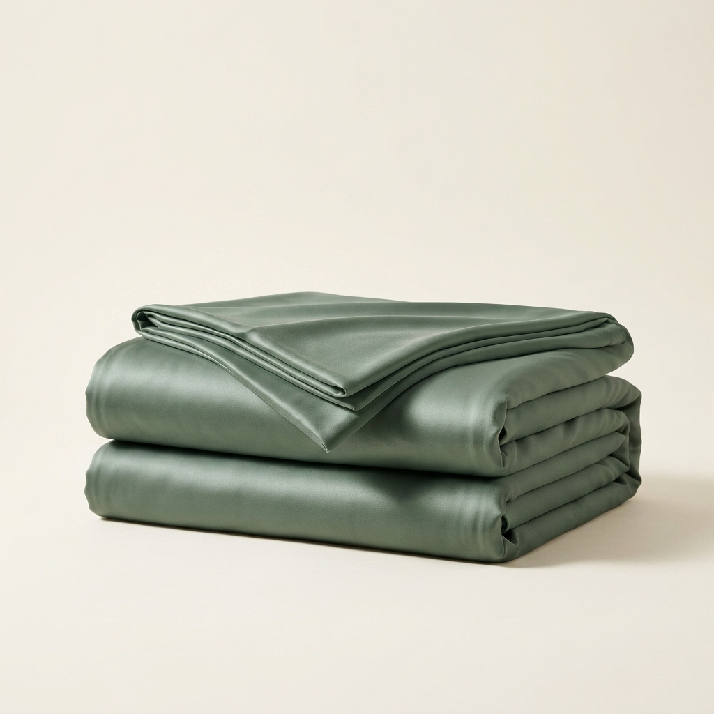 Covelle Ice-Silk Cooling Blanket in Sage Green, neatly folded