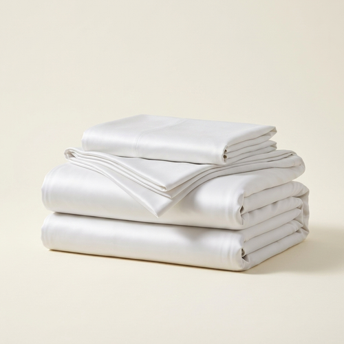 Covelle Ice-Silk Cooling Sheet Set in White, folded stack